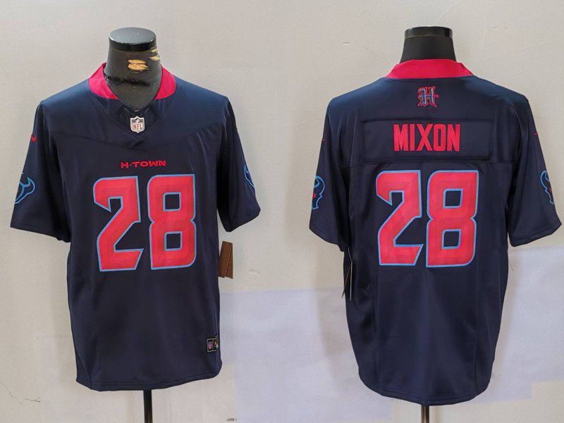 Men Houston Texans #28 Mixon Black Three generations 2025 Nike Limited NFL Jersey style 1->houston texans->NFL Jersey